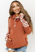Aztec Print Patchwork Thumb Hole Hoodie